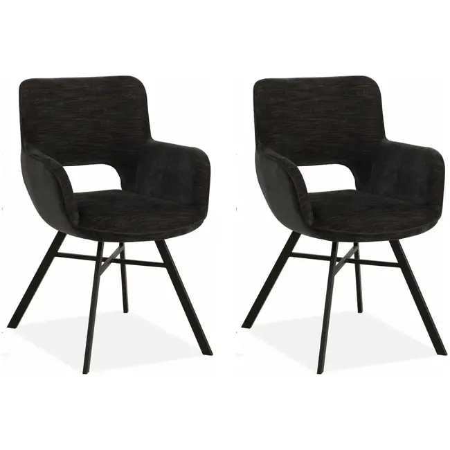 MX Sofa Chaise de salle à manger Mercury - Noir (lot de 2 chaises)
