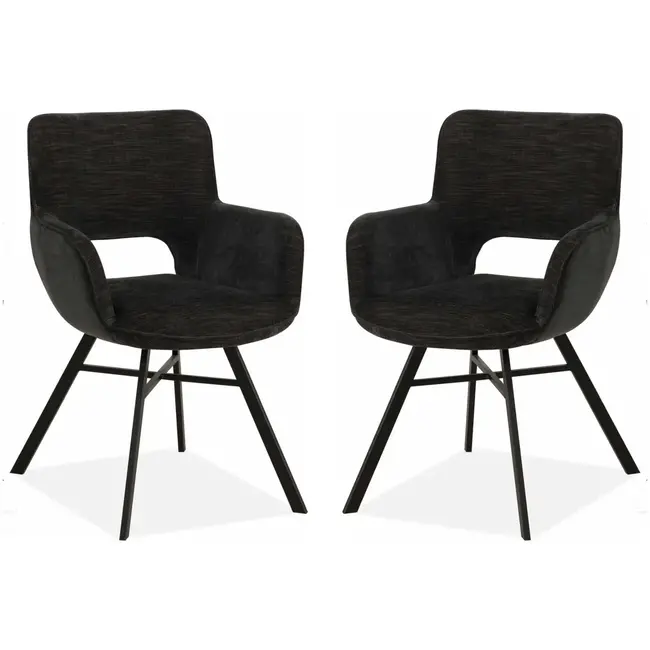 MX Sofa Chaise de salle à manger Mercury - Noir (lot de 2 chaises)