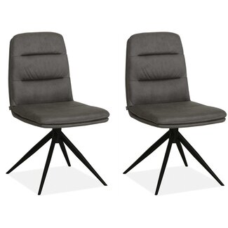 MX Sofa Eetkamerstoel Giza - Antraciet (set van 2 stoelen)