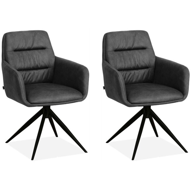 MX Sofa Krzesło do jadalni Paco - Antracyt (zestaw 2 krzeseł)