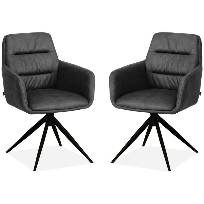 MX Sofa Eetkamerstoel Paco - Antraciet (set van 2 stoelen)