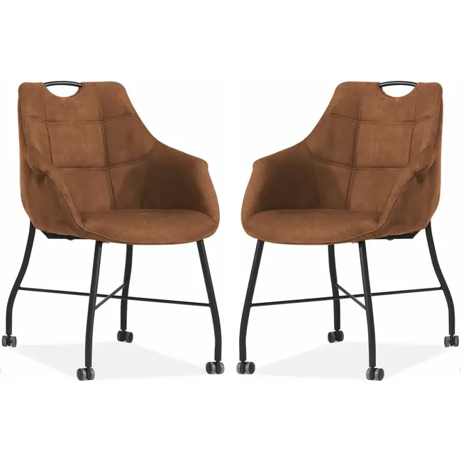 MX Sofa Eetkamerstoel Promise - Cognac (set van 2 stoelen)
