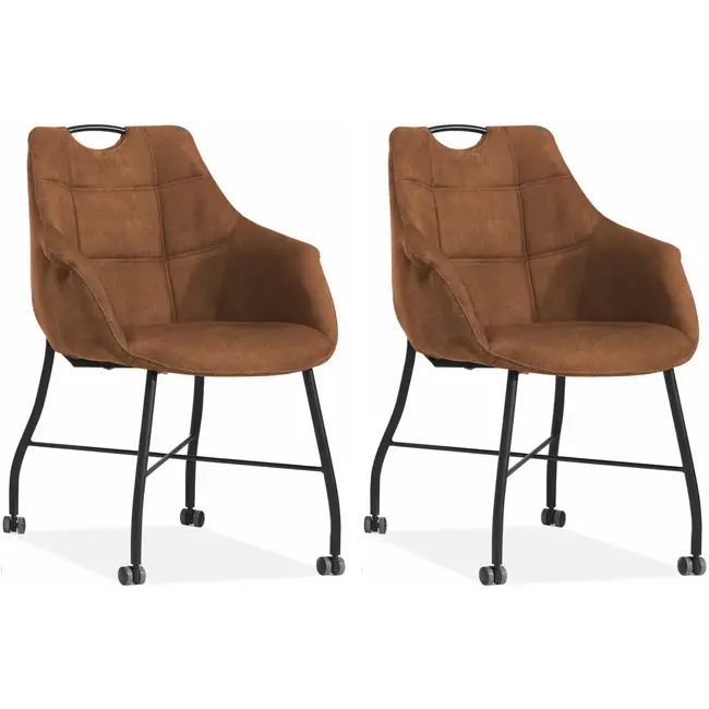 MX Sofa Chaise de salle à manger Promise - Cognac (lot de 2 chaises)