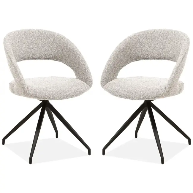 MX Sofa Chaise de salle à manger pivotante Yara - Perle (lot de 2 pièces)