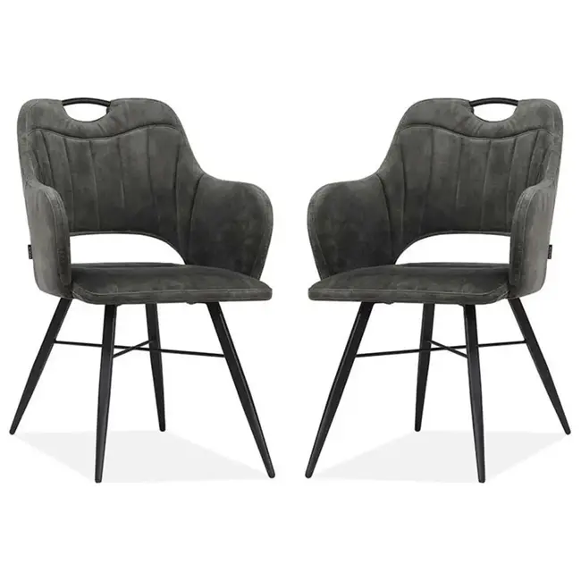 MX Sofa Eetkamerstoel Jewel - Goldy Antraciet (set van 2 stuks)