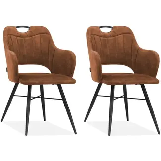 MX Sofa Eetkamerstoel Jewel - Cognac (set van 2 stuks)