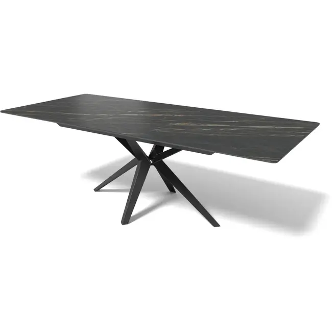 Modulax Table extensible HAKU - 160-210 cm avec plateau en verre trempé avec couche supérieure en céramique