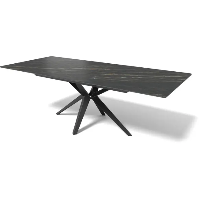 Modulax Table extensible HAKU - 180-230 cm avec plateau en verre trempé avec couche supérieure en céramique