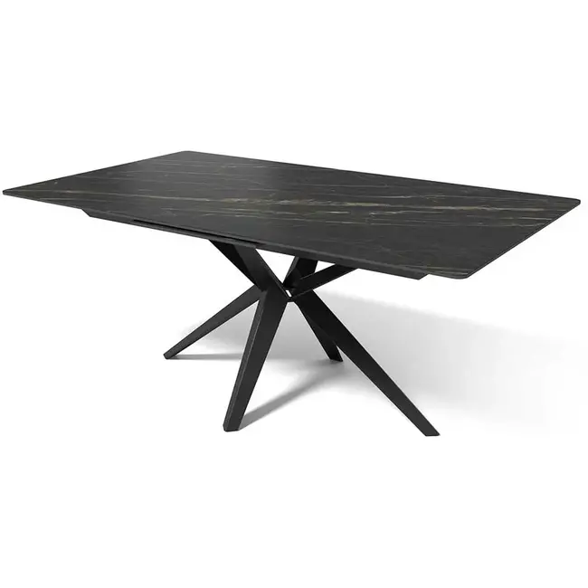 Modulax Uitschuifbare Tafel HAKU - 180-230 cm met gehard glas blad met keramische toplaag