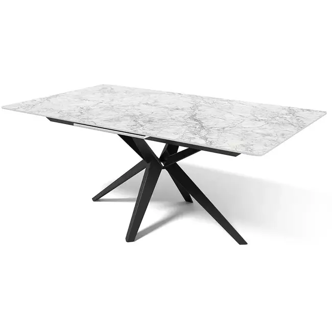 Modulax Electric Extendable Table HAKU - 160-210 cm with tempered glass top with ceramic top layer