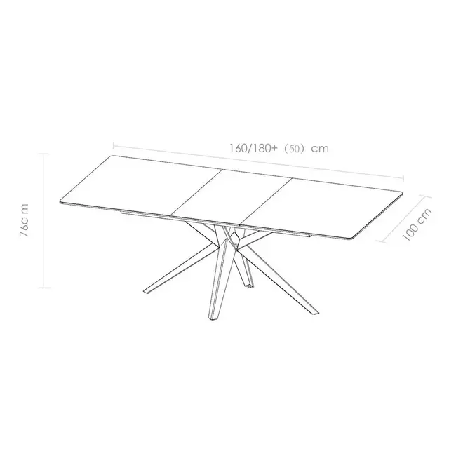 Modulax Table extensible HAKU - 180-230 cm avec plateau en verre trempé avec couche supérieure en céramique