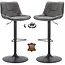 Decomeubel Chaise de bar Freddy - Cuir Taureau Graphite (lot de 2 chaises)