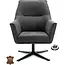 Decomeubel Fauteuil Bronco piètement pivotant noir Micro cuir Bull Graphite