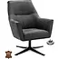 Decomeubel Fauteuil Bronco piètement pivotant noir Micro cuir Bull Graphite