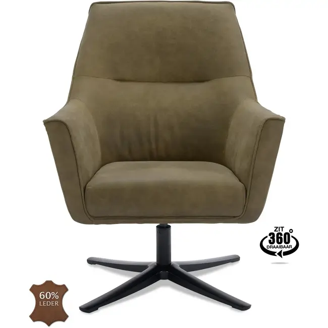 Decomeubel Fotel Bronco z obrotową podstawą w kolorze czarnym Microleather Bull Moss