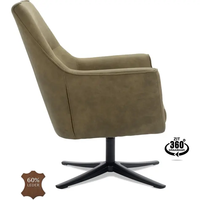 Decomeubel Sessel Bronco Drehgestell aus schwarzem Mikroleder Bull Moss