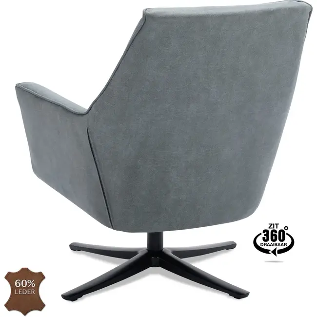 Decomeubel Fauteuil Bronco draaivoet zwart Microleder Bull Niagara