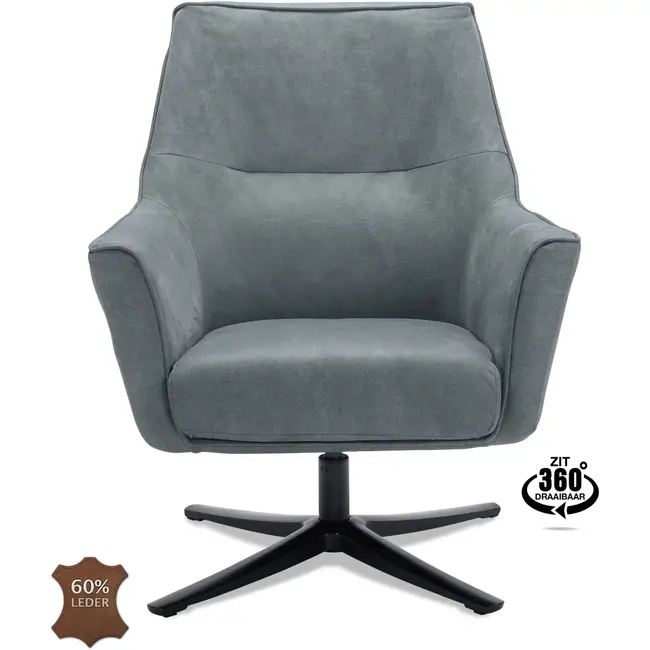 Decomeubel Fauteuil Bronco draaivoet zwart Microleder Bull Niagara