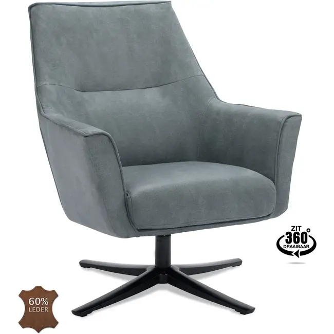 Decomeubel Fauteuil Bronco draaivoet zwart Microleder Bull Niagara