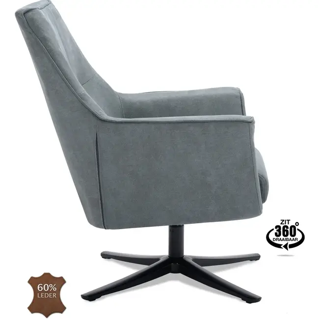 Decomeubel Armchair Bronco swivel base black Microleather Bull Niagara