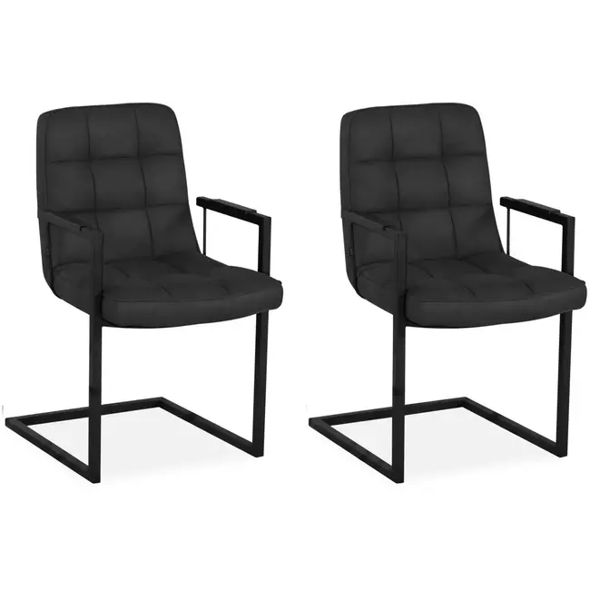 MX Sofa Krzesło Aaron z podłokietnikiem i podstawą Freeswing w kolorze antracytowym – zestaw 2 krzeseł