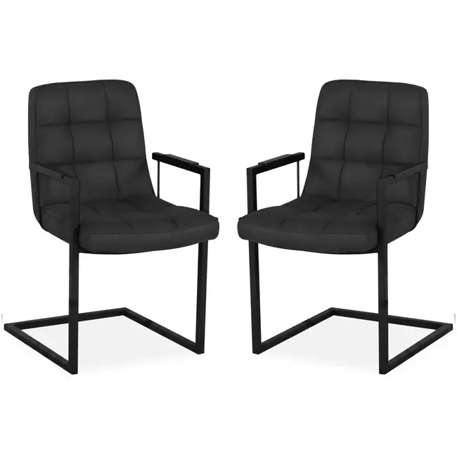 MX Sofa Chaise Aaron avec accoudoirs et base à oscillation libre couleur Anthracite - lot de 2 chaises