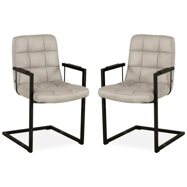 MX Sofa Chaise Aaron avec accoudoirs et base à oscillation libre couleur Sable - lot de 2 chaises