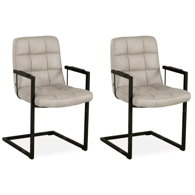 MX Sofa Aaron chair with armrest and freeswing base in Sand colour - set of 2 chairs