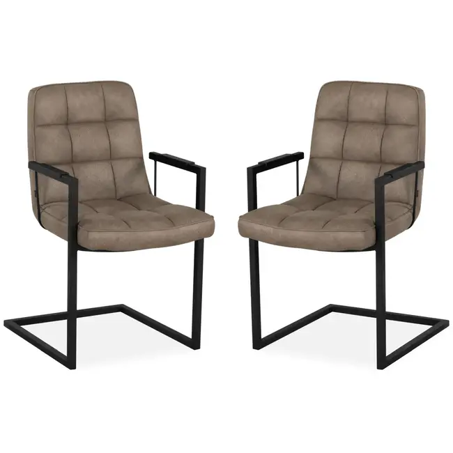 MX Sofa Aaron chair with armrest and freeswing base, colour Taupe - set of 2 chairs