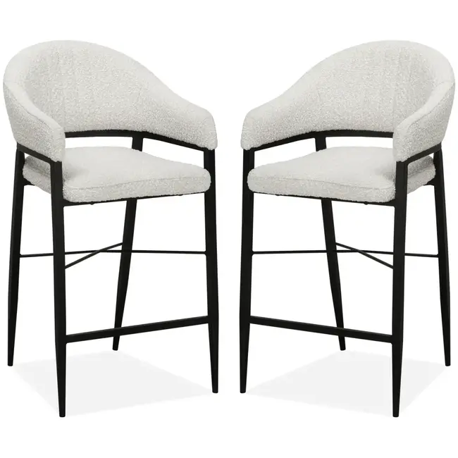 MX Sofa Chaise de bar Ravenna - Perle (lot de 2 chaises)