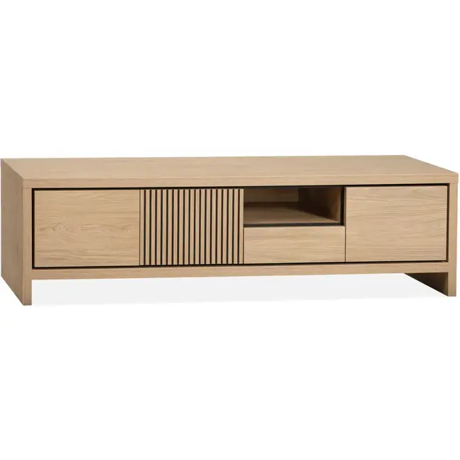 Lamulux TV Cabinet Levanzo 3 doors, 1 drawer, 1 open compartment, color Blond Oak