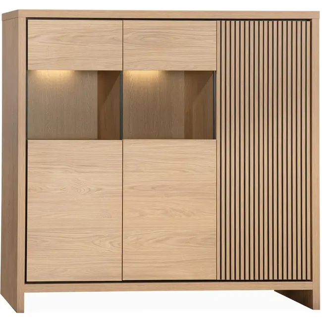 Lamulux Wandschrank Levanzo 3 Türen mit Beleuchtung, Farbe Blonde Oak