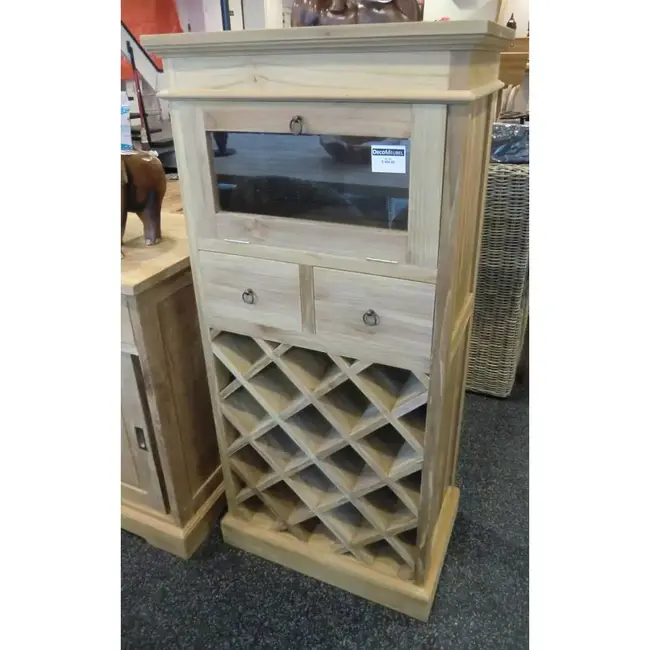 Eastfurn Szafka na wino z drewna tekowego na 18 butelek