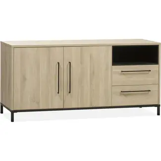 Lamulux Sideboard im Brückenstil mit 2 Türen, 2 Schubladen und 1 offenem Fach mit Beleuchtung