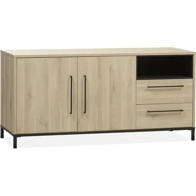 Lamulux Dressoir Bridge 2 deuren, 2 laden, 1 open vak met verlichting, kleur fresh oak