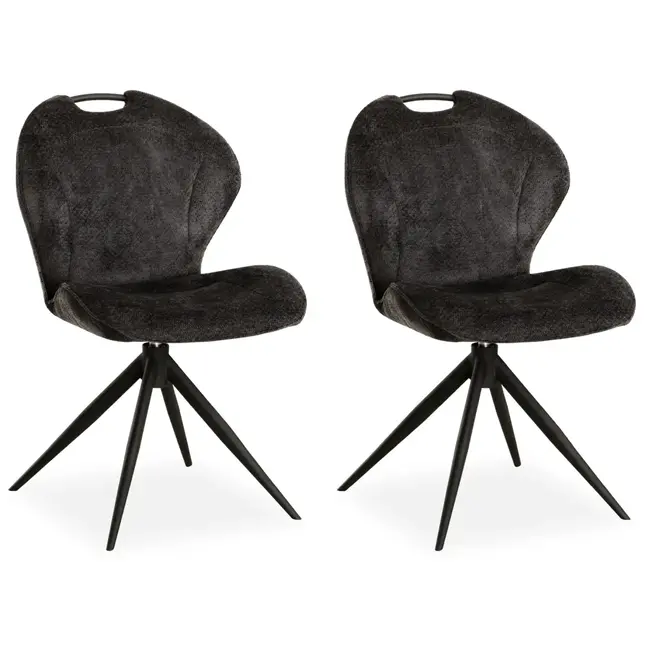 MX Sofa Esszimmerstuhl River - Anthrazit (2er-Set)