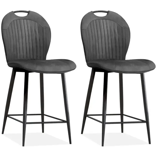 MX Sofa Chaise de bar Capri - Anthracite (lot de 2 chaises)