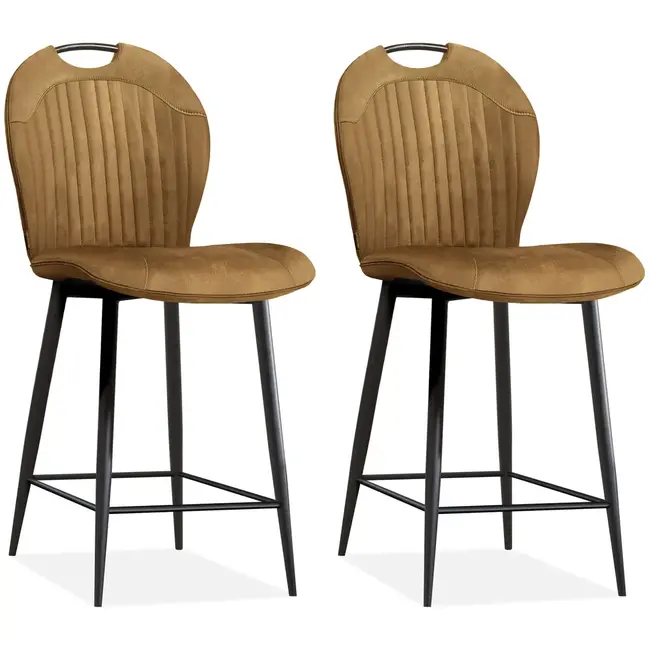 MX Sofa Chaise de bar Capri - Cognac (lot de 2 chaises)