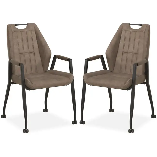 MX Sofa Axa chair with wheels - Taupe - set of 2