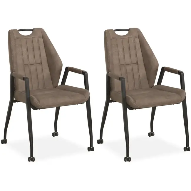 MX Sofa Krzesło Axa na kółkach - Taupe - zestaw 2 szt