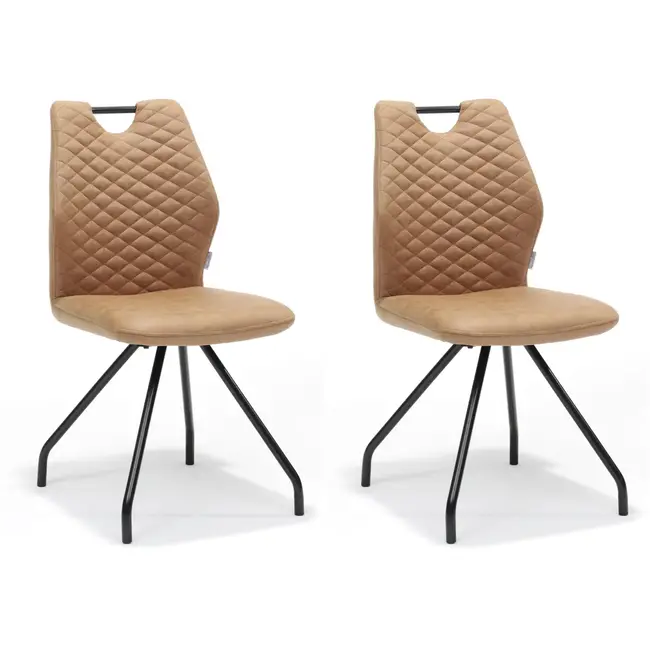 RV Design Eetkamerstoel Carlos - Cognac (set van 2 stoelen)