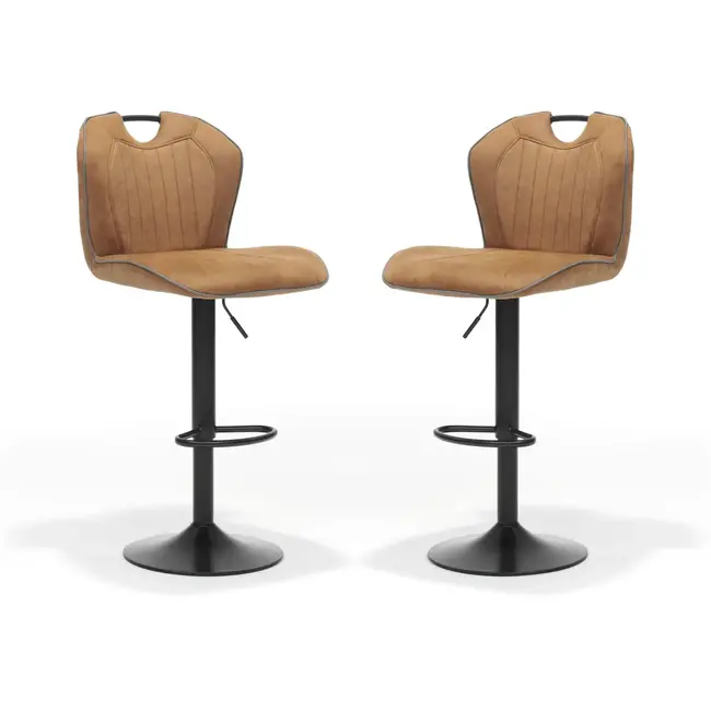 RV Design Regulowany stołek barowy Cordoba - Cognac (zestaw 2 krzeseł)