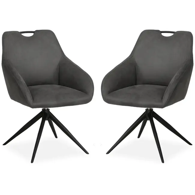 MX Sofa Eetkamer stoel Luka - Antraciet (set van 2 stuks)