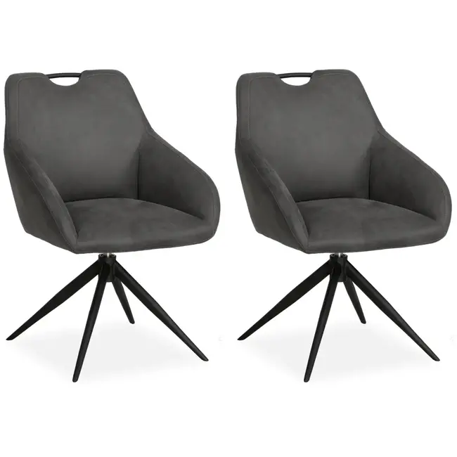 MX Sofa Krzesło do jadalni Luka - Antracyt (zestaw 2 szt.)
