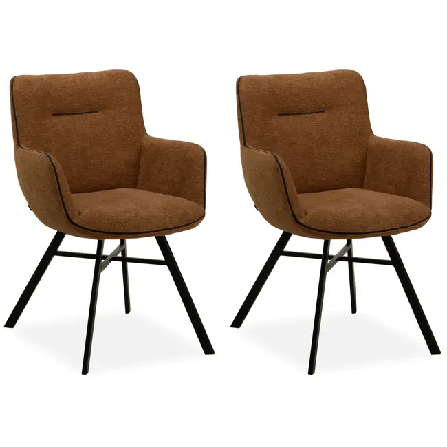 MX Sofa Esszimmerstuhl Maisie - Cognac (2er-Set)