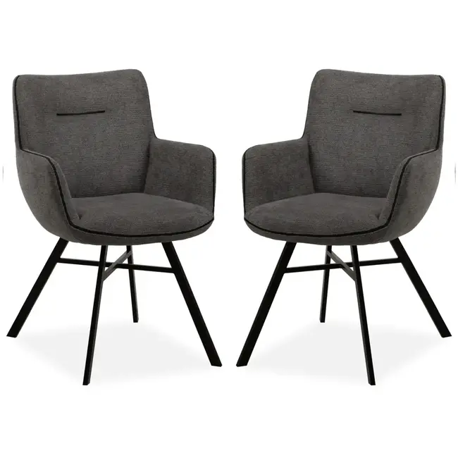 MX Sofa Eetkamerstoel Maisie - Antraciet (set van 2 stoelen)