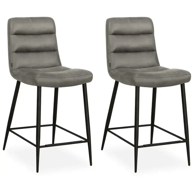 MX Sofa Lena – Tabourets de bar – Gris – Lot de 2