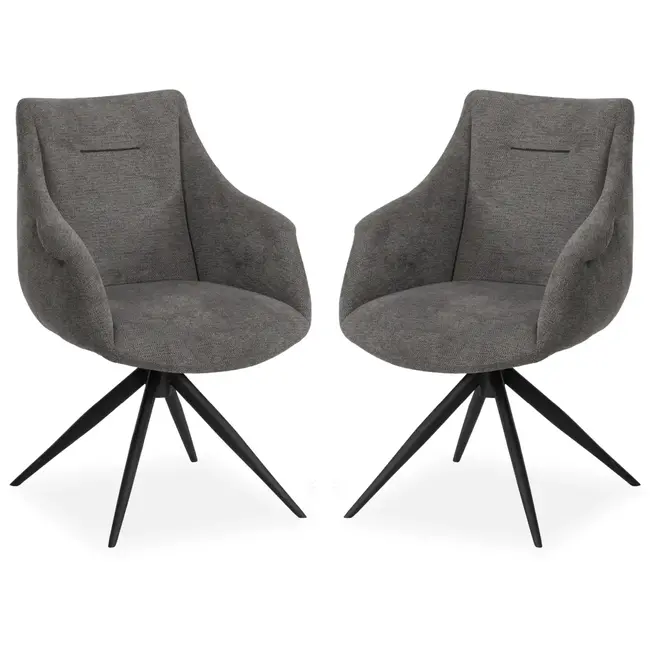 MX Sofa Colin – Eetkamerstoelen – Antraciet – Set van 2