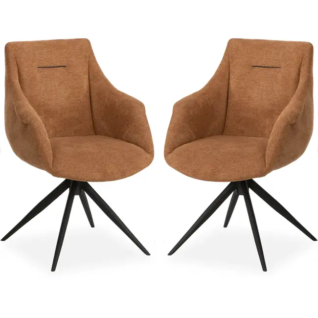 MX Sofa Colin – Eetkamerstoelen – Cognac – Set van 2