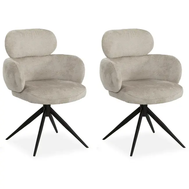 MX Sofa Chaises de salle à manger Porta – Naturel – Lot de 2